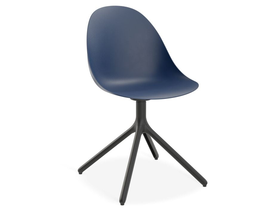 Pebble Chair Navy Blue with Shell Seat - Sled Stackable Base - Black