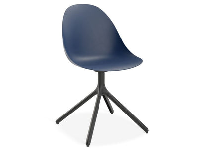 Pebble Chair Navy Blue with Shell Seat - Sled Stackable Base - White