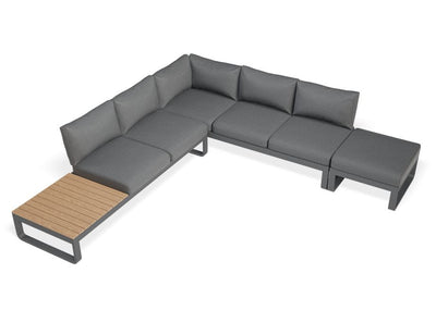 Fino Config F - Outdoor Modular Sofa with Matt Charcoal aluminium in Dark Grey Cushions