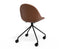 Pebble Chair Tan Upholstered Vintage Seat - Pyramid Fixed Base with Castors - Black