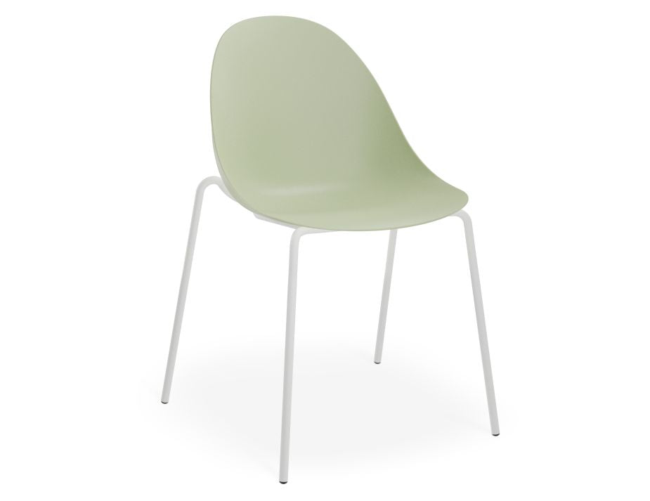 Pebble Chair Mint Green with Shell Seat - 4 Post Stackable Base - Black