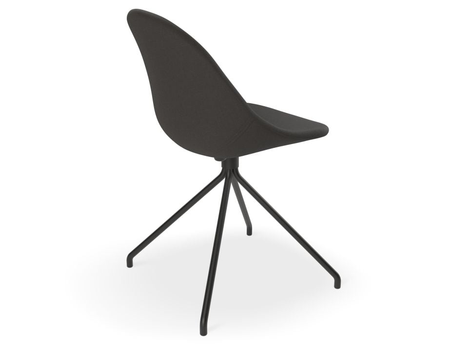 Pebble Anthracite Fabric Upholstered Chair - Sled Base - Black