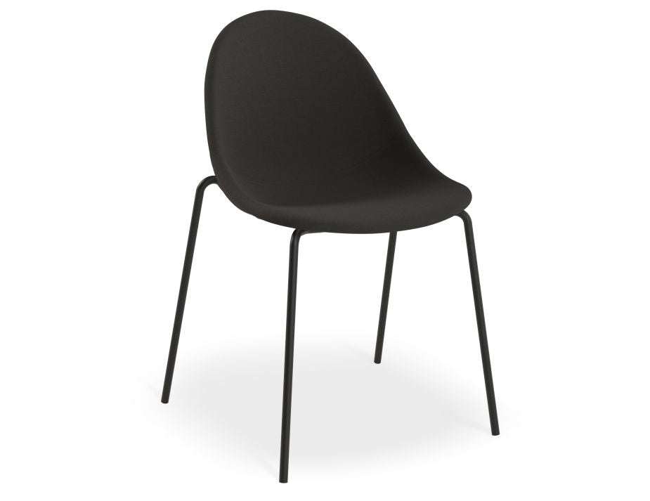 Pebble Anthracite Fabric Upholstered Chair - 4 Post - Black