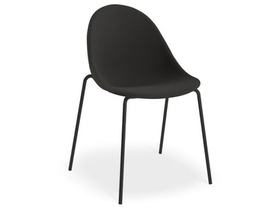 Pebble Anthracite Fabric Upholstered Chair - Pyramid Fixed Base with Castors - Black