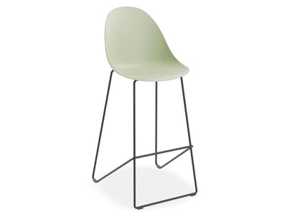 Pebble Mint Green Stool Shell Seat - Counter Stool 65cm Seat - White Base