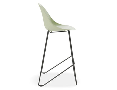 Pebble Mint Green Stool Shell Seat - Bar Stool 75cm Seat - Black Base