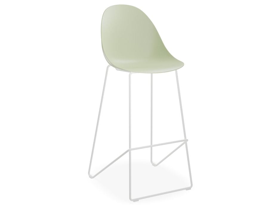 Pebble Mint Green Stool Shell Seat - Counter Stool 65cm Seat - White Base