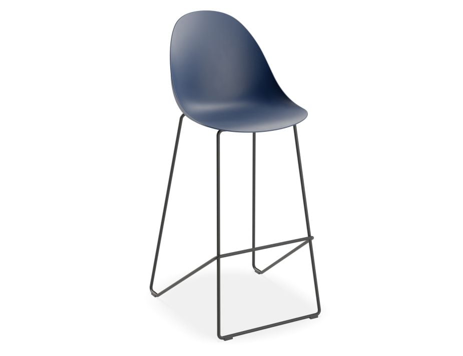 Pebble Navy Stool Shell Seat - Bar Stool 76cm Seat Height - White Frame