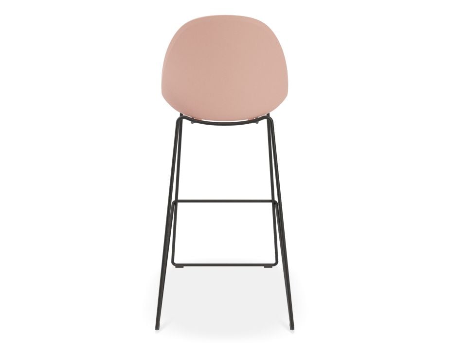 Pebble Soft Pink Stool Shell Seat - Counter Stool 66cm Seat Height - White Frame