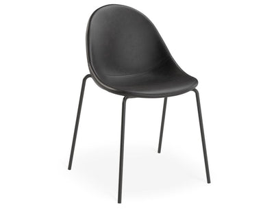 Pebble Chair Black Upholstered Vintage Seat - Swivel Base with Castors - Black