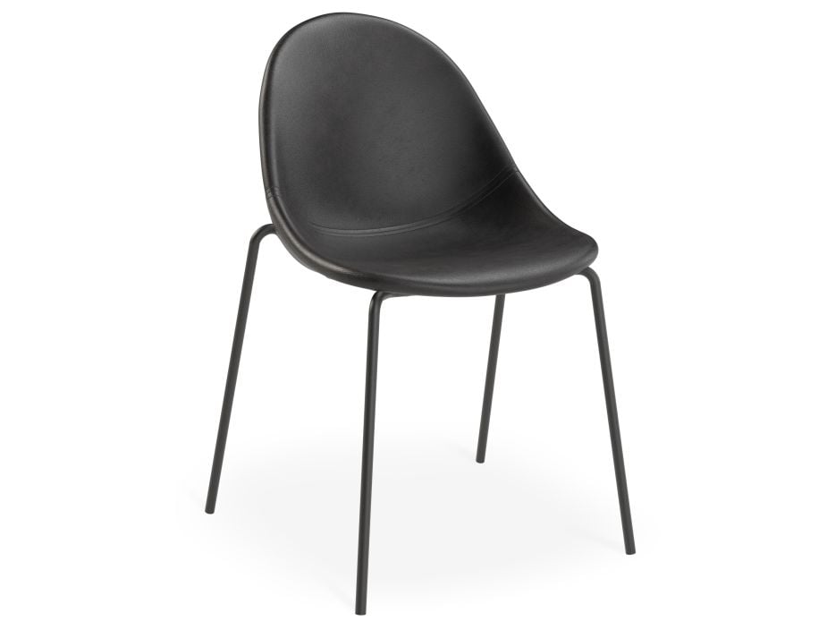 Pebble Chair Black Upholstered Vintage Seat - 4 Post Base - Black