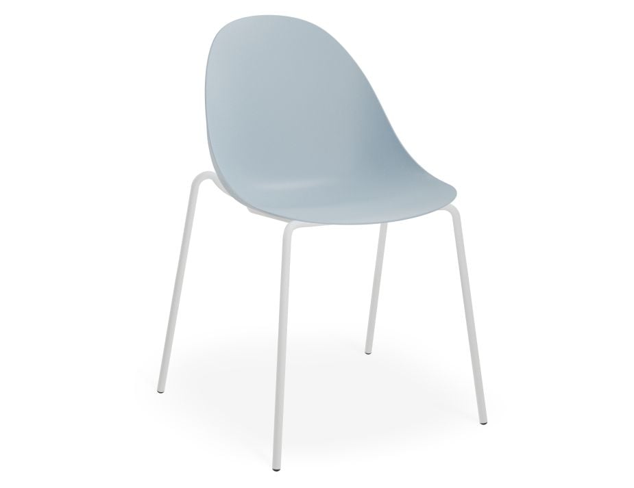 Pebble Chair Pale Blue with Shell Seat - Pyramid Fixed Base with Castors - Black