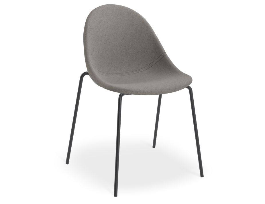 Pebble Fabric Dark Grey Upholstered Chair - 4 Post - Black