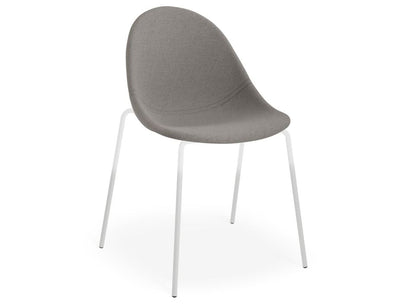 Pebble Fabric Dark Grey Upholstered Chair - Pyramid Fixed Base with Castors - Black