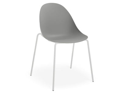 Pebble Chair Grey with Shell Seat - 4 Post Stackable Base - Black