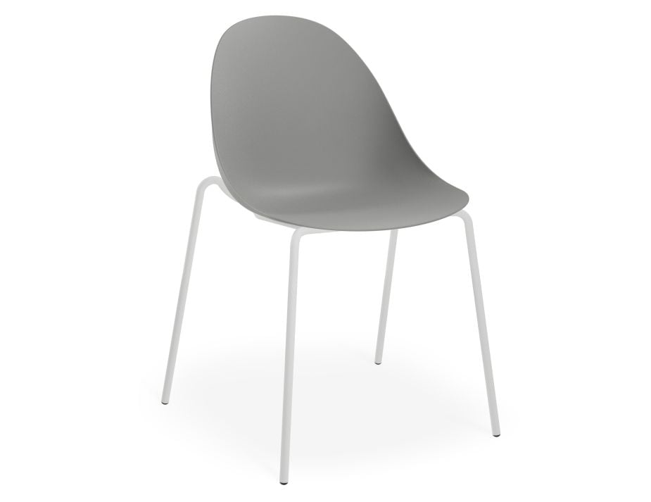 Pebble Chair Grey with Shell Seat - Natural Beechwood Base