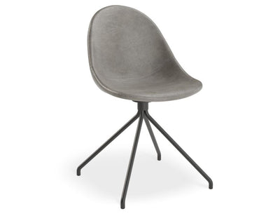 Pebble Chair Grey Upholstered Vintage Seat - Pyramid Fixed Base with Castors - Black