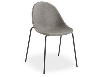 Pebble Chair Grey Upholstered Vintage Seat - Pyramid Fixed Base with Castors - Black