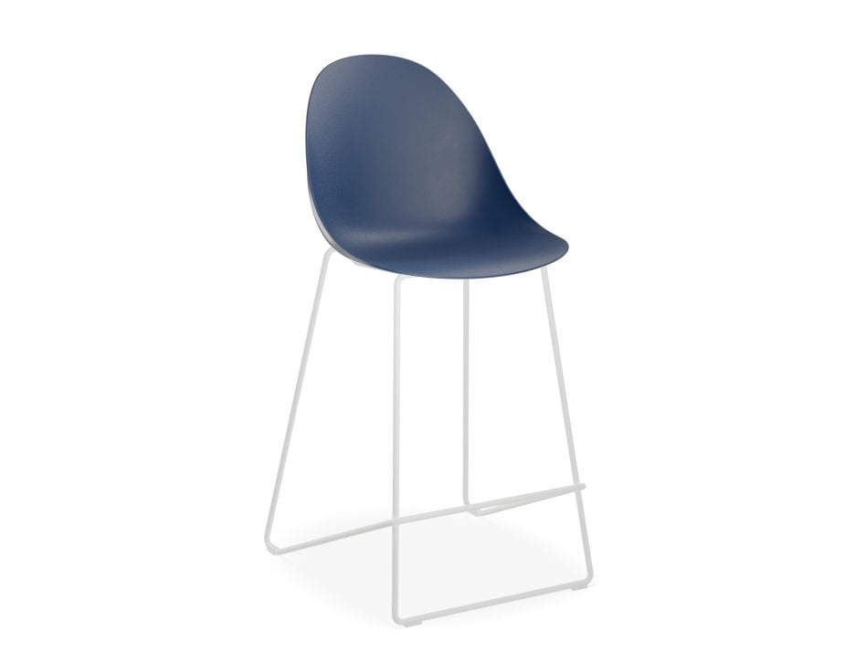 Pebble Navy Stool Shell Seat - Bar Stool 76cm Seat Height - White Frame