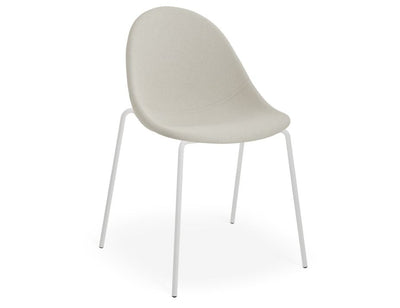 Pebble Fabric Light Grey Upholstered Chair - Sled Base - White