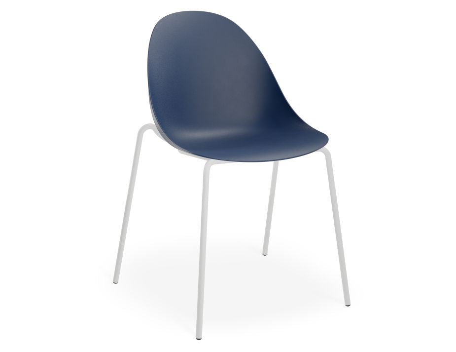 Pebble Chair Navy Blue with Shell Seat - Sled Stackable Base - Black