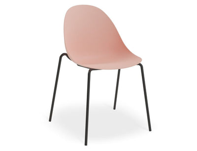 Pebble Chair Soft Pink with Shell Seat - Swivel Base w Castors - Black