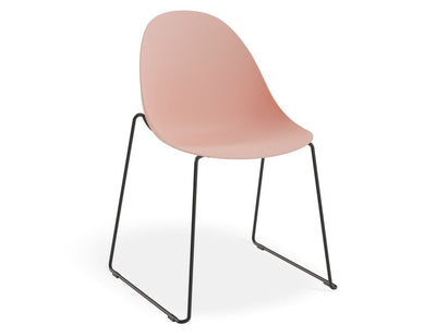 Pebble Chair Soft Pink with Shell Seat - Pyramid Fixed Base with Castors - Black