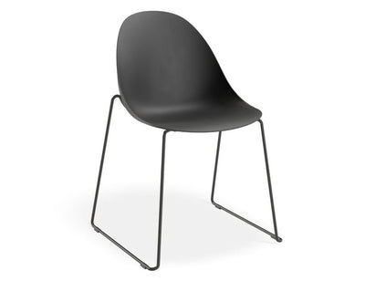 Pebble Chair Black with Shell Seat - Sled Stackable Base