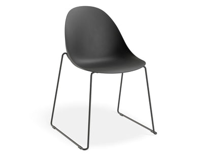 Pebble Chair Black with Shell Seat - 4 Post Stackable