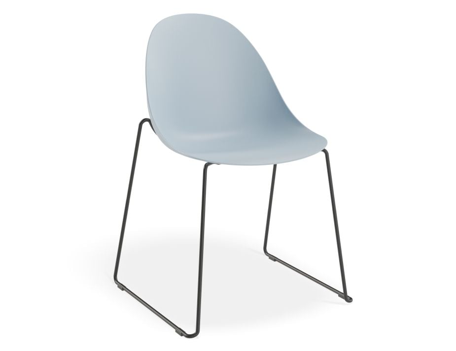 Pebble Chair Pale Blue with Shell Seat - Swivel Base - Black