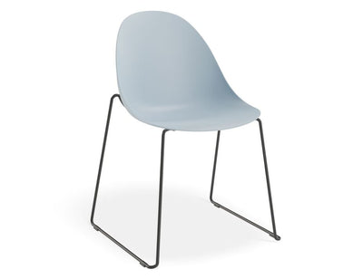 Pebble Chair Pale Blue with Shell Seat - Swivel Base - Black