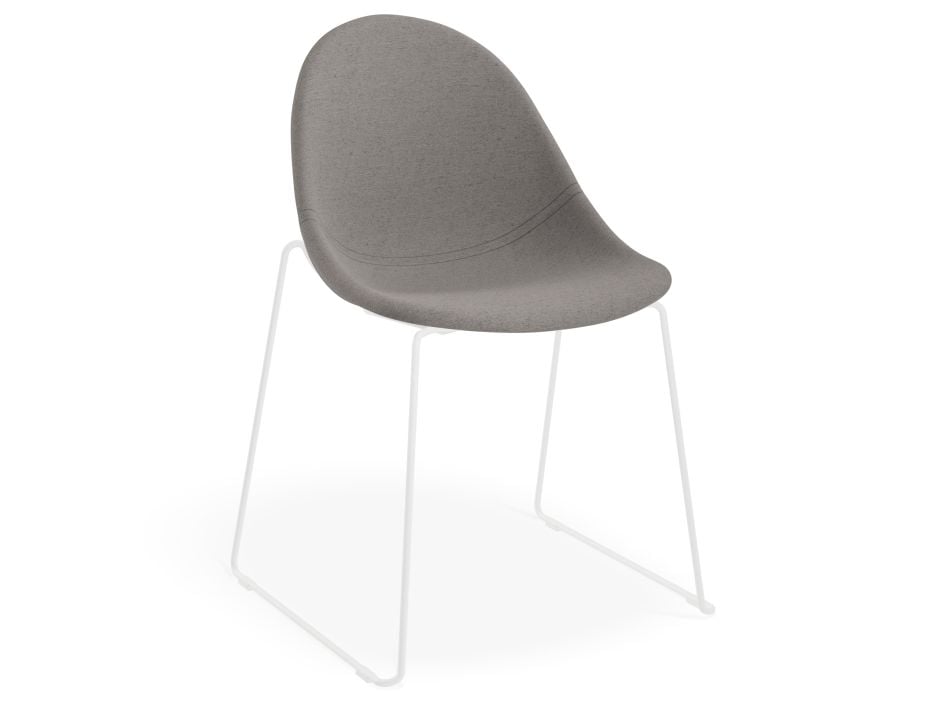 Pebble Fabric Dark Grey Upholstered Chair - Pyramid Fixed Base with Castors - Black