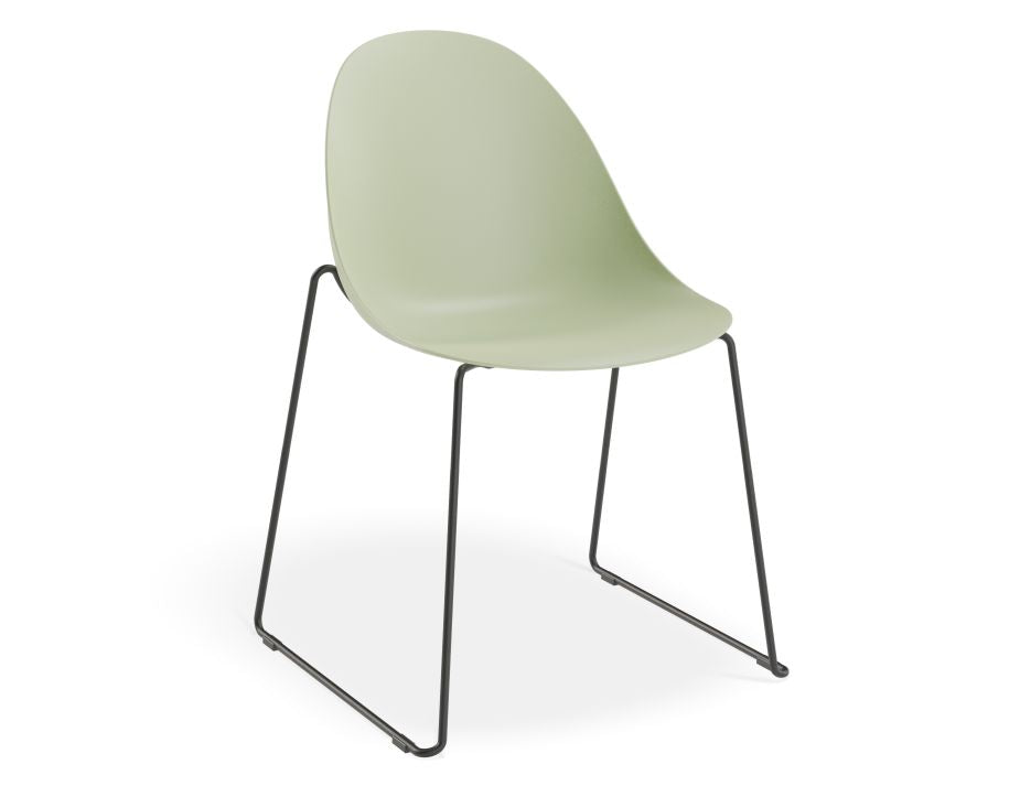 Pebble Chair Mint Green with Shell Seat - 4 Post Stackable Base - Black