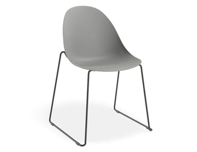 Pebble Chair Grey with Shell Seat - Pyramid Fixed Base with Castors - Black