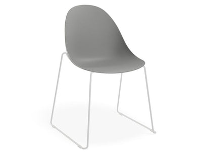 Pebble Chair Grey with Shell Seat - Pyramid Fixed Base with Castors - Black