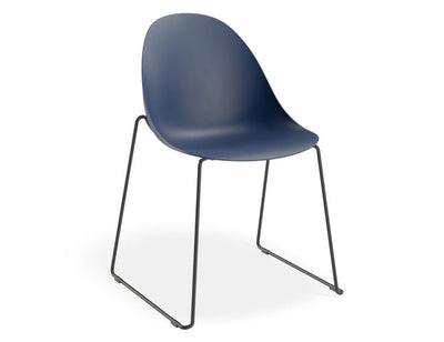 Pebble Chair Navy Blue with Shell Seat - Pyramid Fixed Base - Black