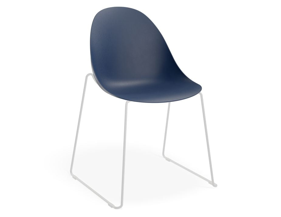 Pebble Chair Navy Blue with Shell Seat - Sled Stackable Base - Black