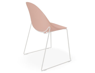 Pebble Chair Soft Pink with Shell Seat - Sled Stackable Base - White