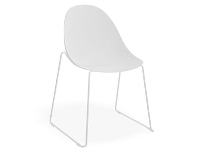 Pebble Chair White with Shell Seat - 4 Post Stackable Base - White