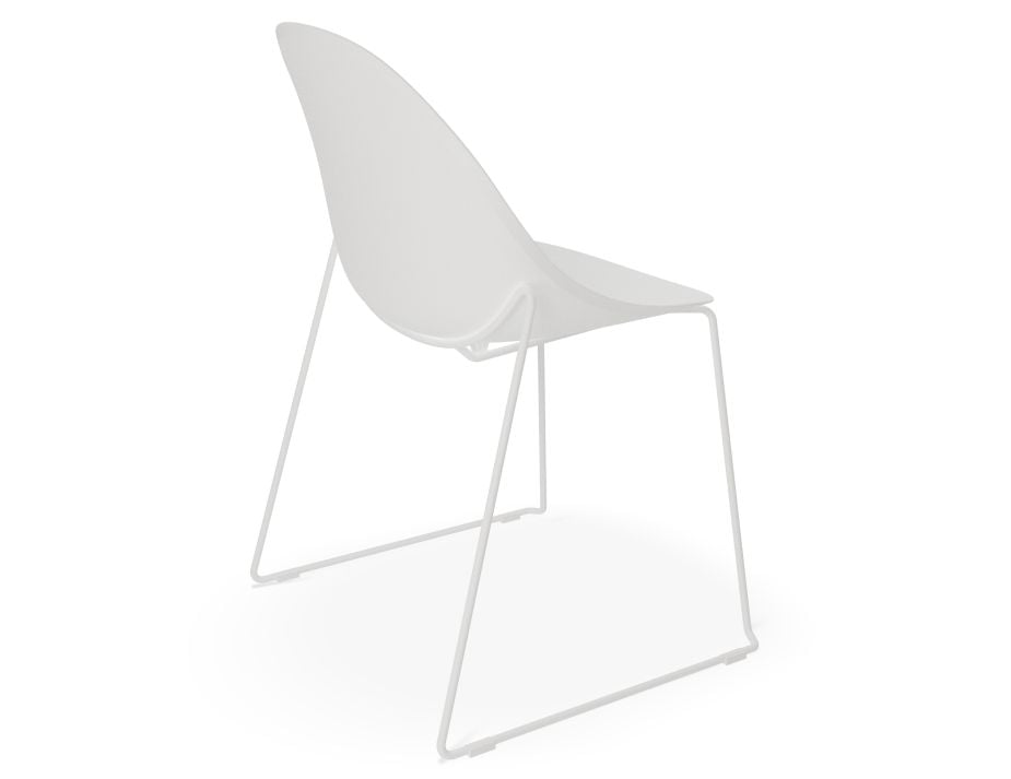 Pebble Chair White with Shell Seat - Pyramid Fixed Base with Castors - Black