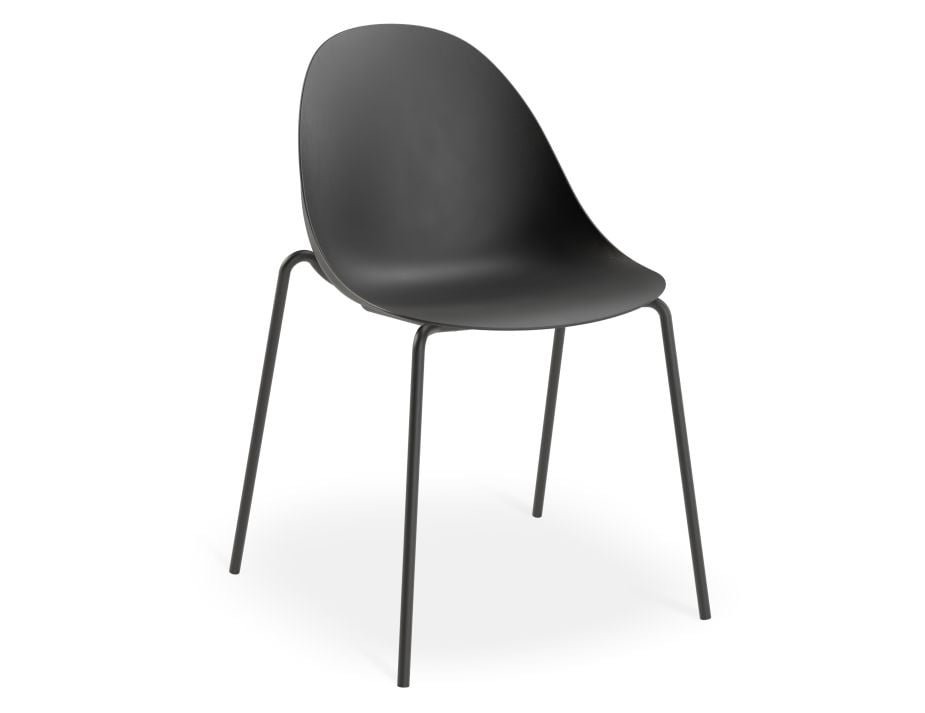 Pebble Chair Black with Shell Seat - Swivel Base