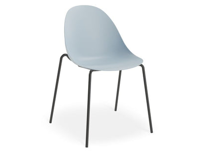 Pebble Chair Pale Blue with Shell Seat - Pyramid Fixed Base with Castors - Black