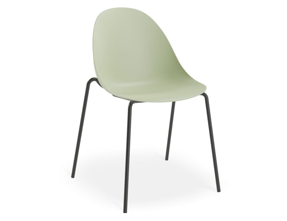 Pebble Chair Mint Green with Shell Seat - Swivel Base w Castors - Black