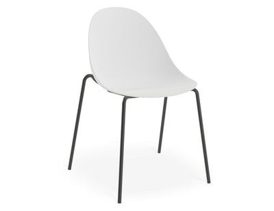 Pebble Chair White with Shell Seat - 4 Post Stackable Base - Black