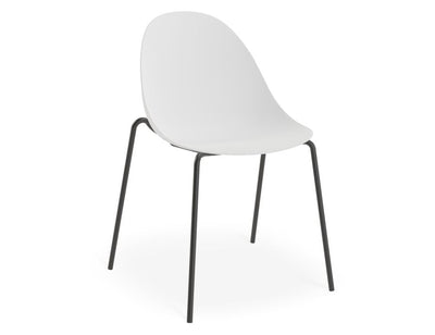 Pebble Chair White with Shell Seat - Pyramid Fixed Base - Black