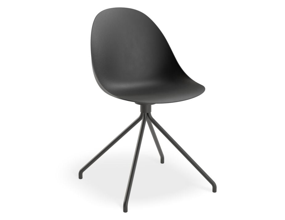 Pebble Chair Black with Shell Seat - Swivel Base with Castors