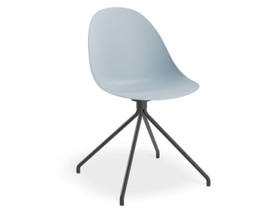 Pebble Chair Pale Blue with Shell Seat - Sled Stackable Base - Black