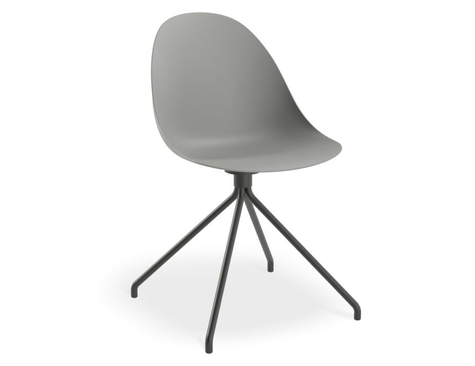 Pebble Chair Grey with Shell Seat - 4 Post Stackable Base - Black