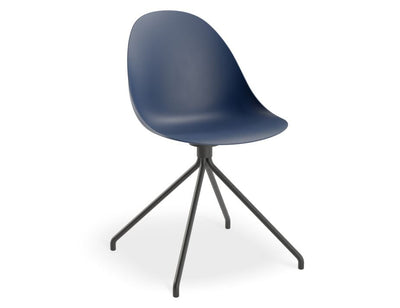 Pebble Chair Navy Blue with Shell Seat - Pyramid Fixed Base with Castors - Black