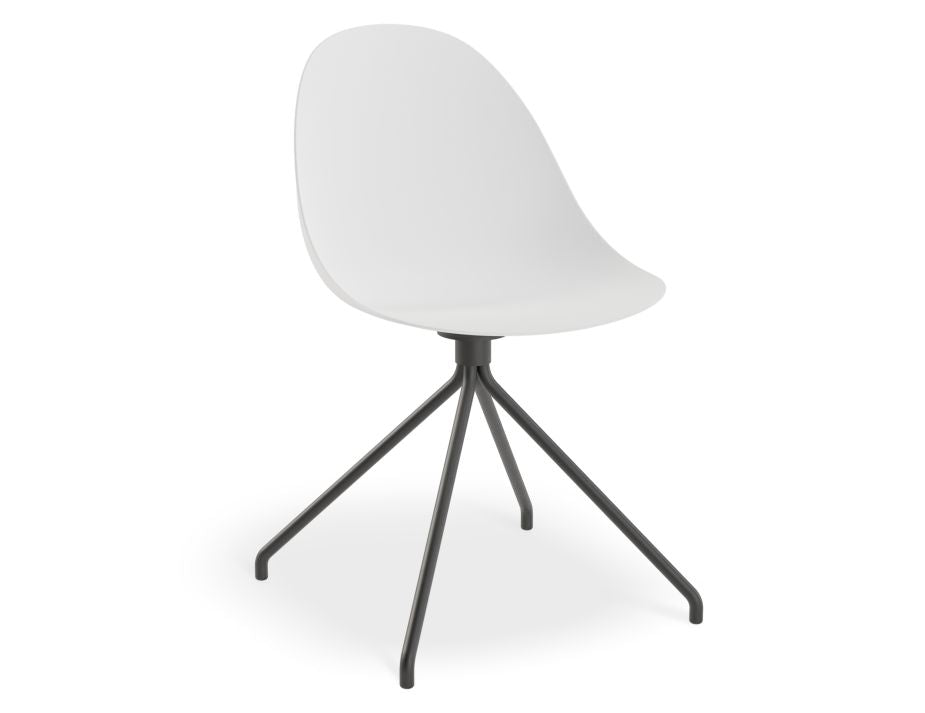 Pebble Chair White with Shell Seat - 4 Post Stackable Base - Black